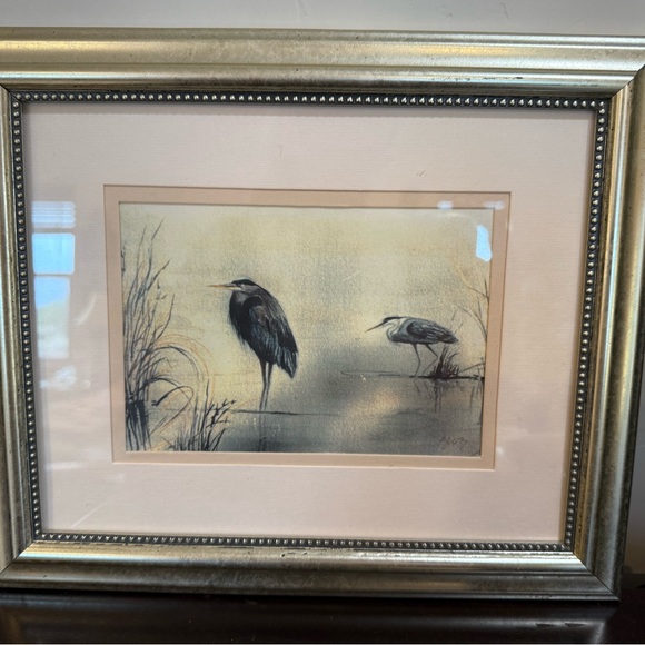 Other - Joan Brannagan "Blue Heron" Custom Framed‎ Art Print Bird  Nature 12x10”